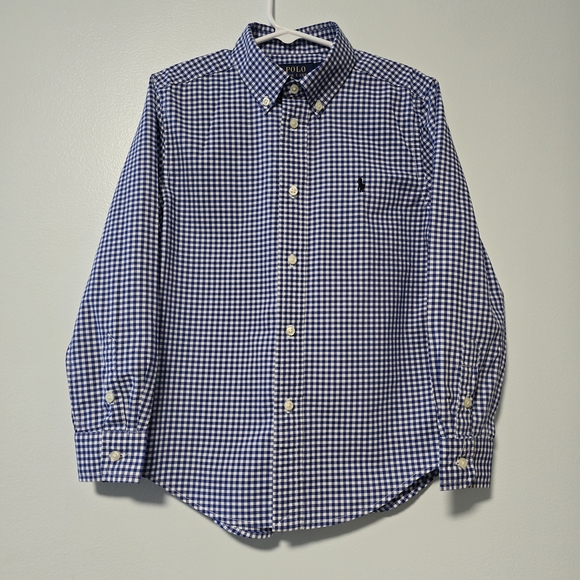 Polo by Ralph Lauren Boys' Size 7 Blue Checkered Cotton Shirt - Picture 2 of 12